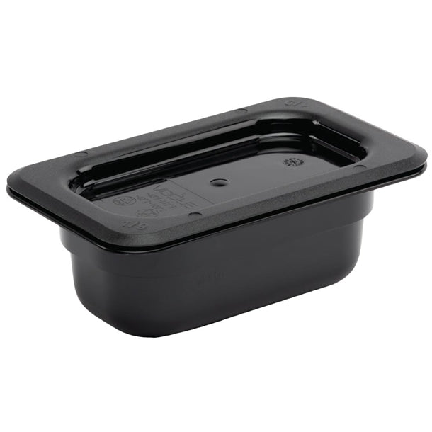 Vogue Polycarbonate 1/9 Gastronorm Container 65mm Black u472