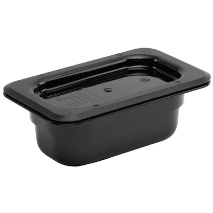 Vogue Polycarbonate 1/9 Gastronorm Container 65mm Black u472