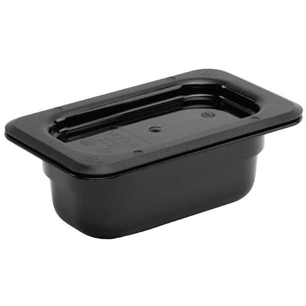 Vogue Polycarbonate 1/9 Gastronorm Container 65mm Black u472