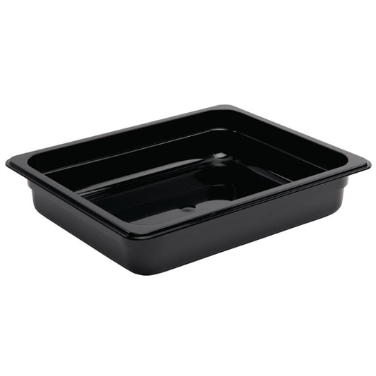 Vogue Polycarbonate 1/2 Gastronorm Container 65mm Black u458