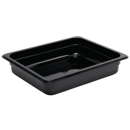 Vogue Polycarbonate 1/2 Gastronorm Container 65mm Black u458