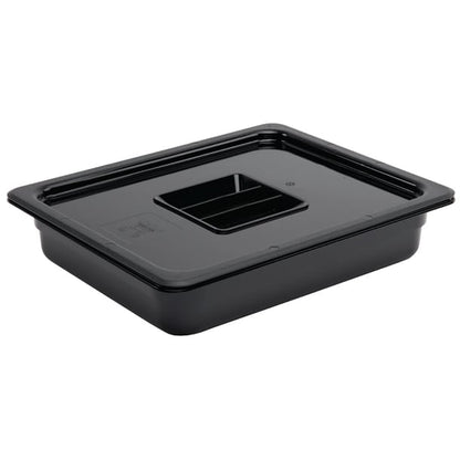 Vogue Polycarbonate 1/2 Gastronorm Container 65mm Black u458