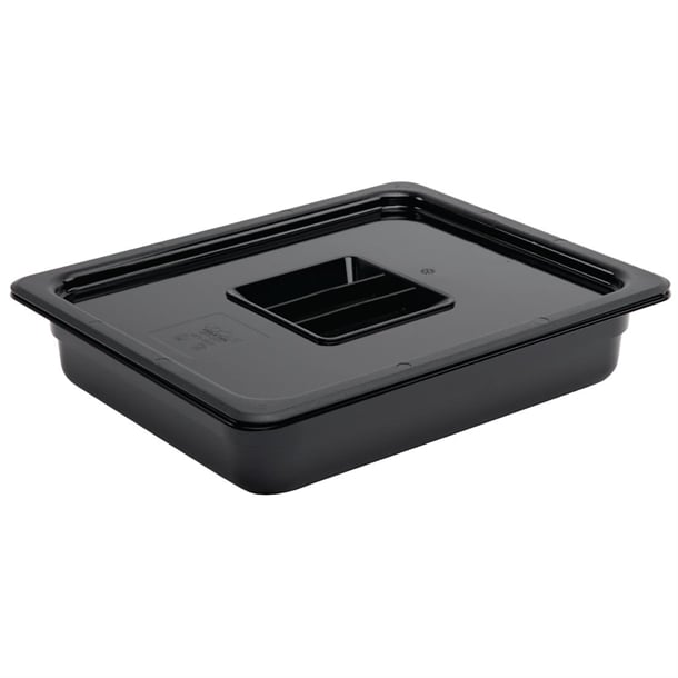 Vogue Polycarbonate 1/2 Gastronorm Container 65mm Black u458