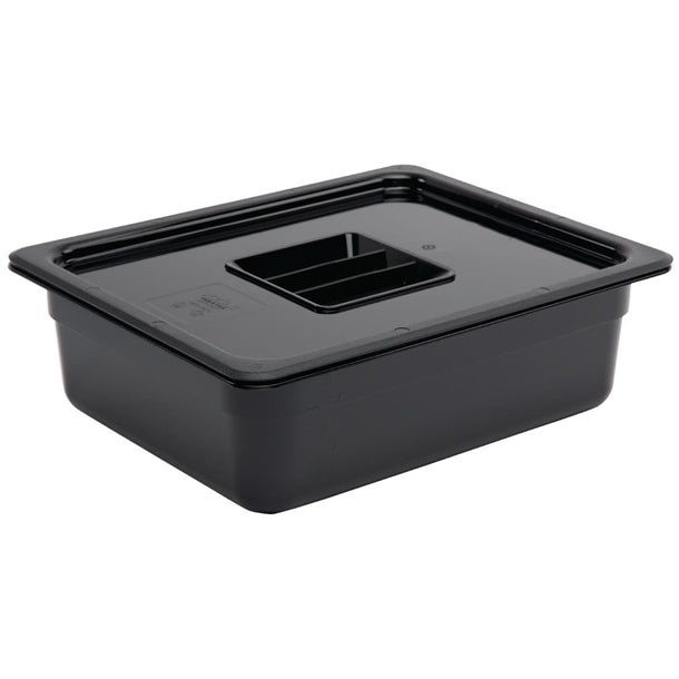 Vogue Polycarbonate 1/2 Gastronorm Container 100mm Black u459
