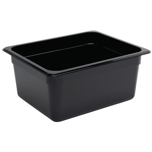 Vogue Polycarbonate 1/2 Gastronorm Container 150mm Black u460