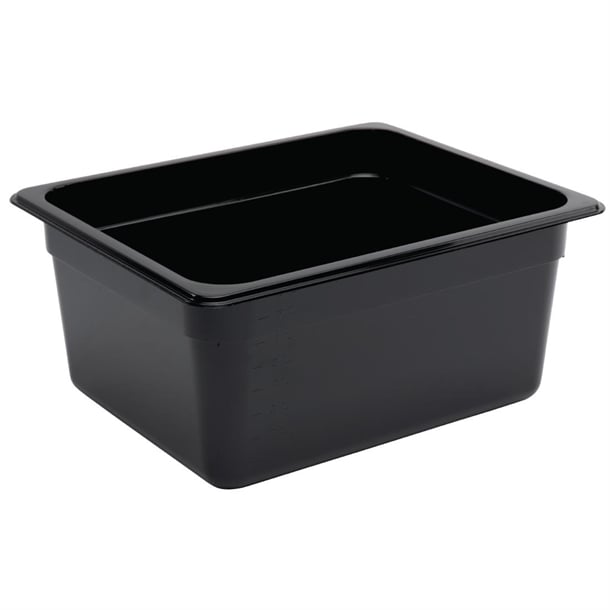 Vogue Polycarbonate 1/2 Gastronorm Container 150mm Black u460
