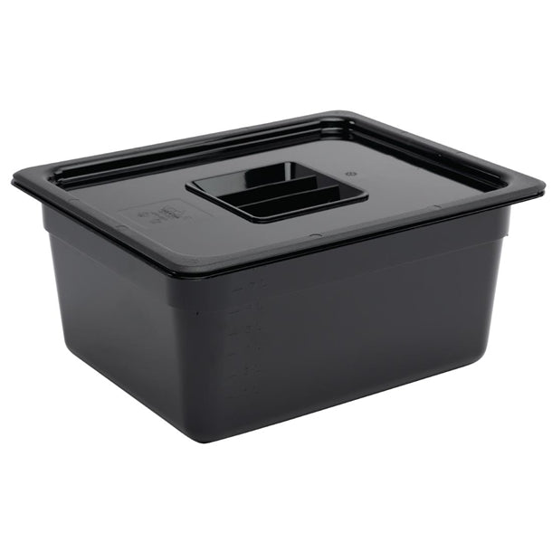 Vogue Polycarbonate 1/2 Gastronorm Container 150mm Black u460