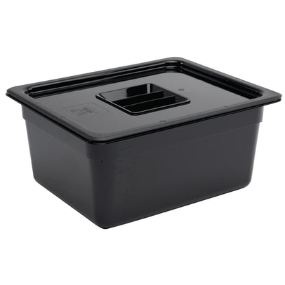 Vogue Polycarbonate 1/2 Gastronorm Container 150mm Black u460