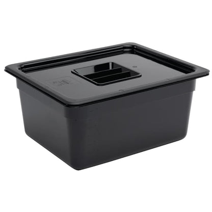 Vogue Polycarbonate 1/2 Gastronorm Container 150mm Black u460