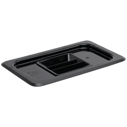 Vogue Polycarbonate 1/4 Gastronorm Lid Black u477