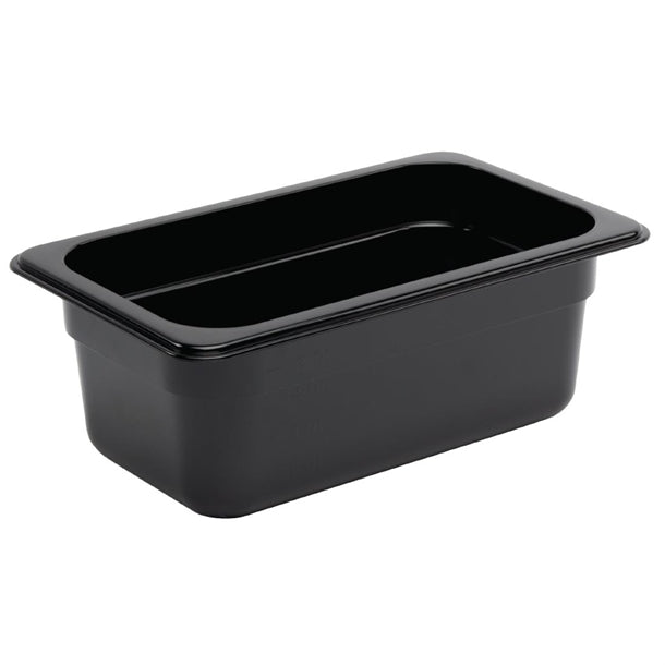 Vogue Polycarbonate 1/4 Gastronorm Container 100mm Black u467