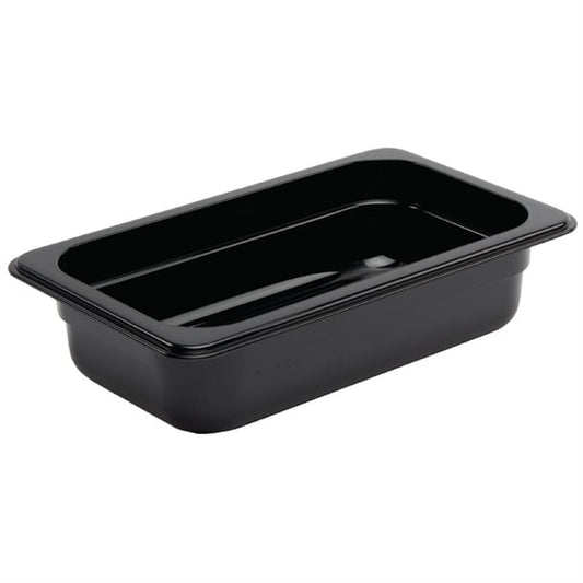 Vogue Polycarbonate 1/4 Gastronorm Container 65mm Black u466