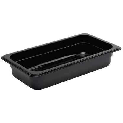 Vogue Polycarbonate 1/3 Gastronorm Container 65mm Black u462