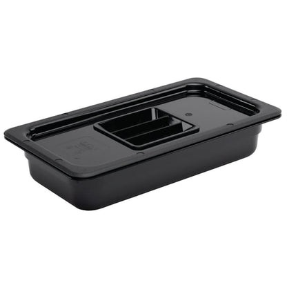 Vogue Polycarbonate 1/3 Gastronorm Container 65mm Black u462
