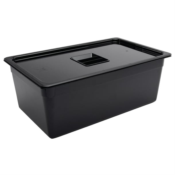 Vogue Polycarbonate 1/1 Gastronorm Container 200mm Black u457