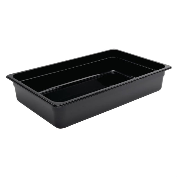 Vogue Polycarbonate 1/1 Gastronorm Container 100mm Black u455