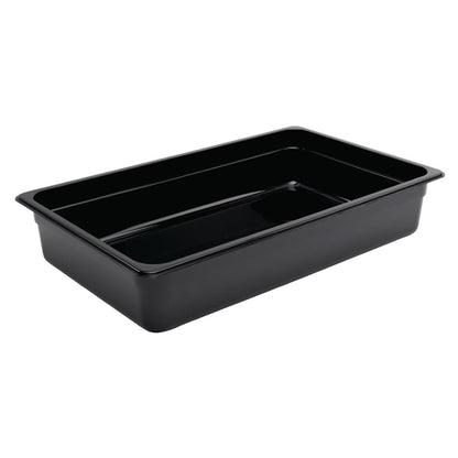 Vogue Polycarbonate 1/1 Gastronorm Container 100mm Black u455