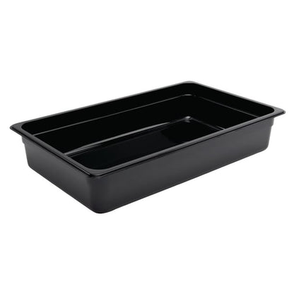 Vogue Polycarbonate 1/1 Gastronorm Container 100mm Black u455