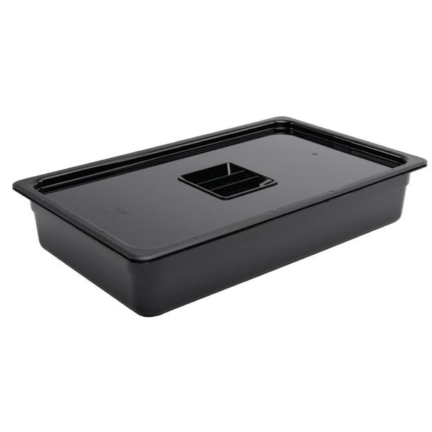 Vogue Polycarbonate 1/1 Gastronorm Container 100mm Black u455