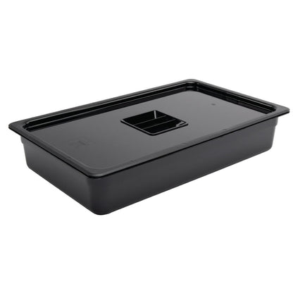 Vogue Polycarbonate 1/1 Gastronorm Container 100mm Black u455