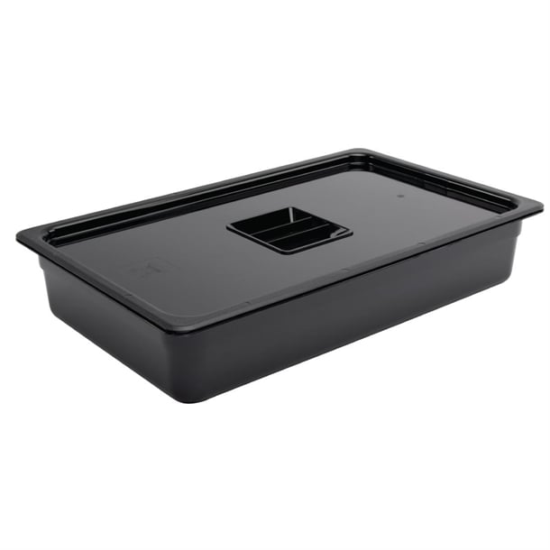 Vogue Polycarbonate 1/1 Gastronorm Container 100mm Black u455