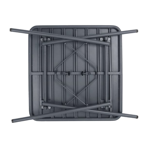 Bolero Amalfi Slatted Square Steel Folding Table Grey 700mm cs730