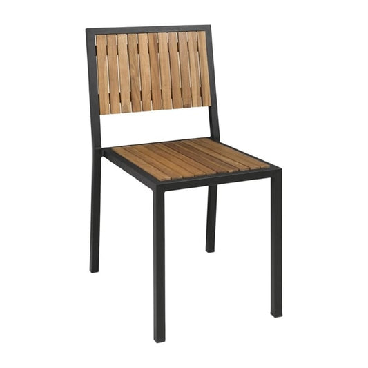 Bolero Steel & Acacia Side Chairs (4 Pack) ds150