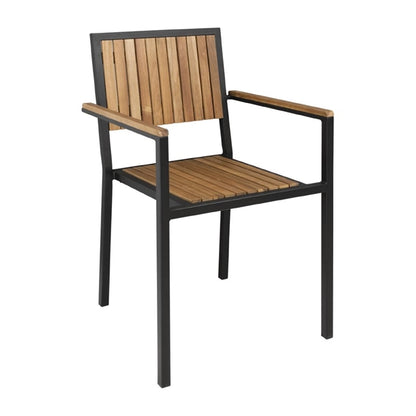 Bolero Steel & Acacia Armchair (4 Pack) ds151