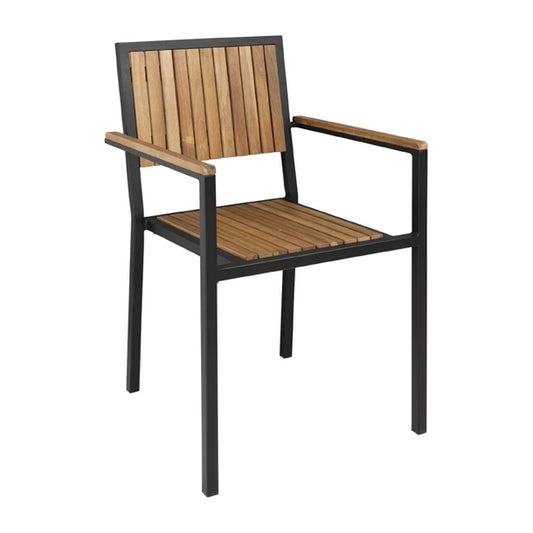 Bolero Steel & Acacia Armchair (4 Pack) ds151