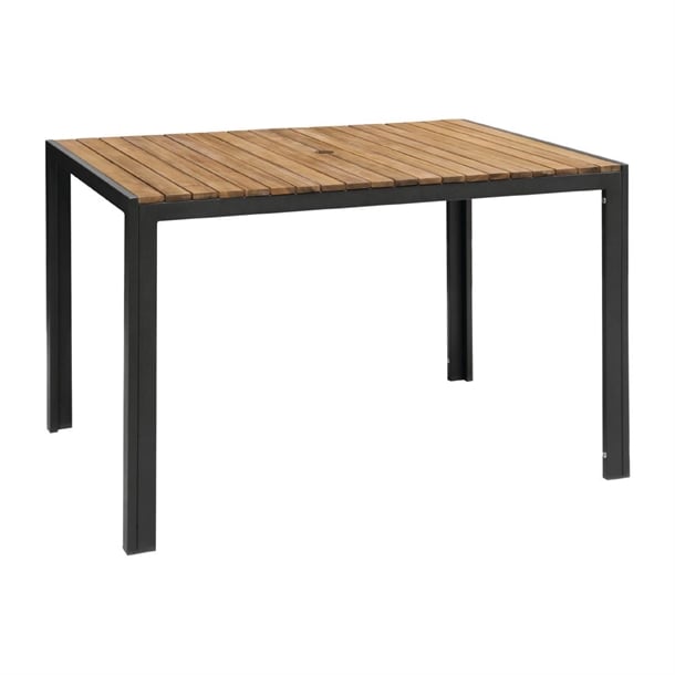 Bolero Acacia Wood and Steel Rectangular Table 1200mm ds153