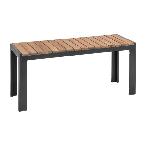 Bolero Rectangular Steel and Acacia Benches 1000mm (2 Pack) ds154