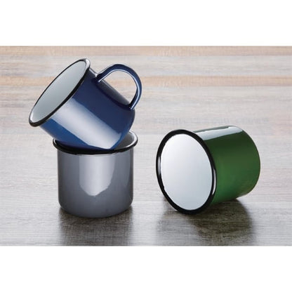 Olympia Enamel Mugs Green 350ml (6 Pack) dc396