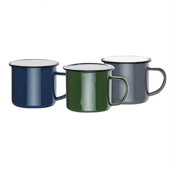 Olympia Enamel Mugs Green 350ml (6 Pack) dc396