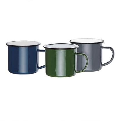 Olympia Enamel Mugs Green 350ml (6 Pack) dc396