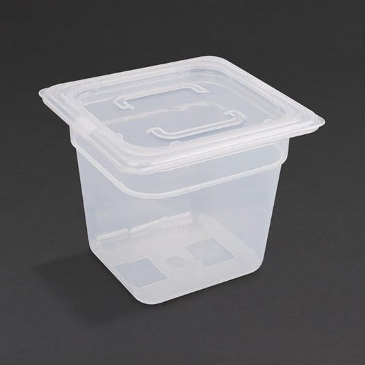 Vogue Polypropylene 1/6 Gastronorm Container with Lid 150mm (4 pack) gj527