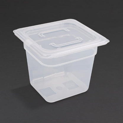 Vogue Polypropylene 1/6 Gastronorm Container with Lid 150mm (4 pack) gj527