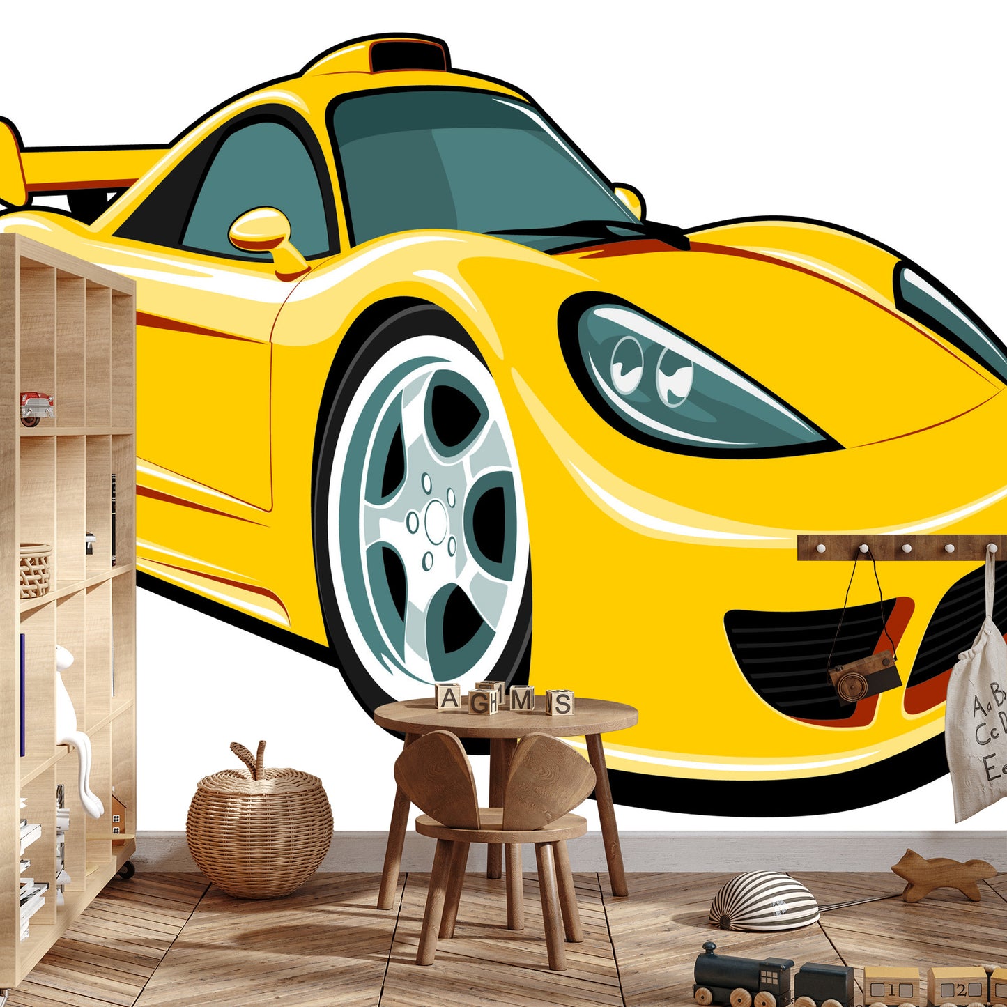 Photomural Fairytale Yellow Car