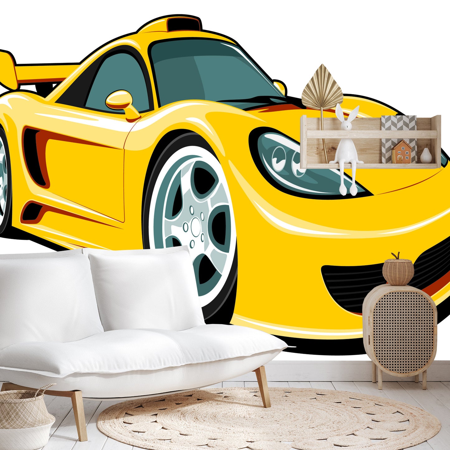 Photomural Fairytale Yellow Car