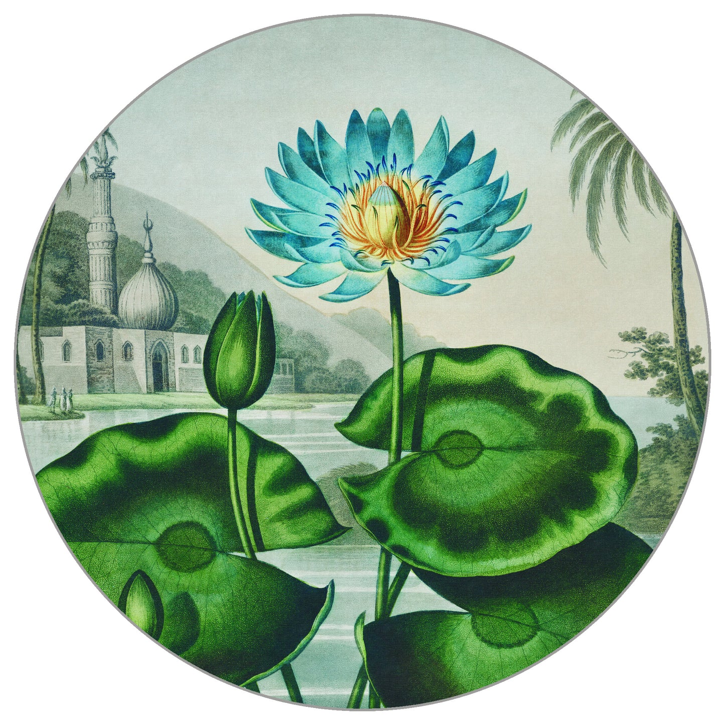 Circular Mural Lotus Azul