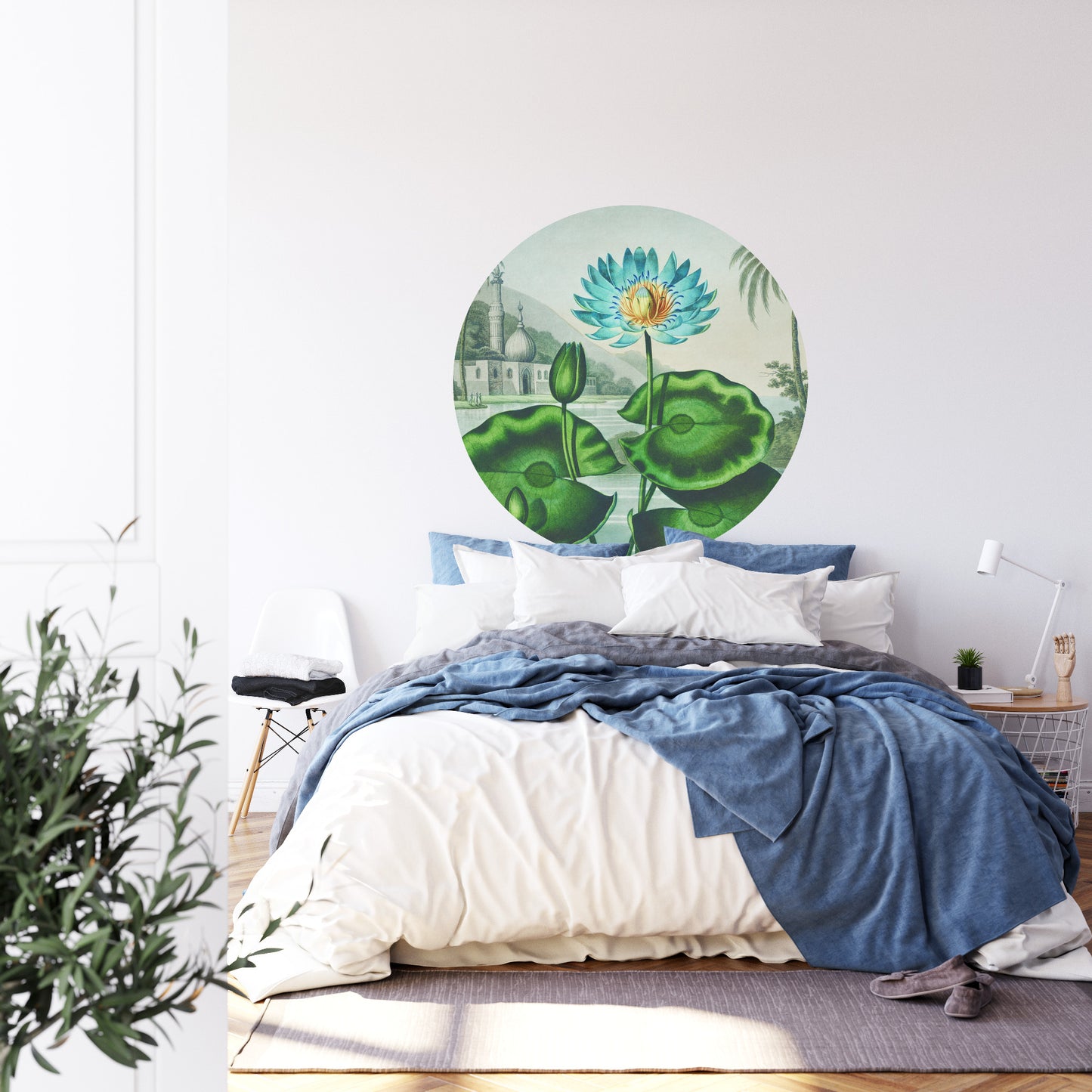 Circular Mural Lotus Azul