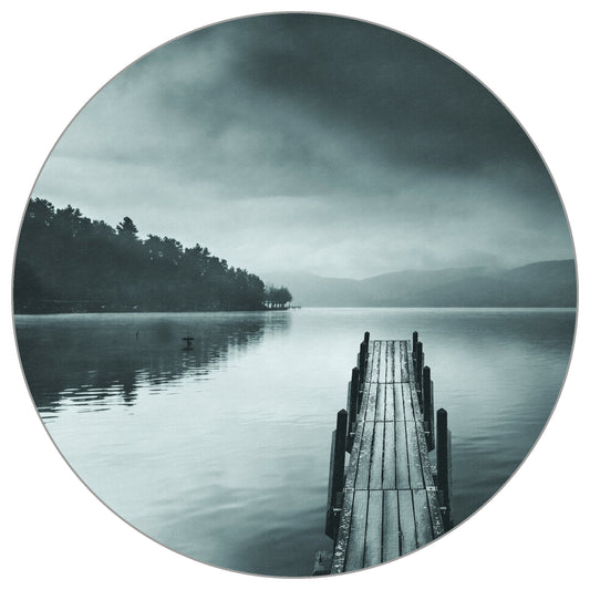 Circular Mural Lake View With Pier Ii By George Digalakis