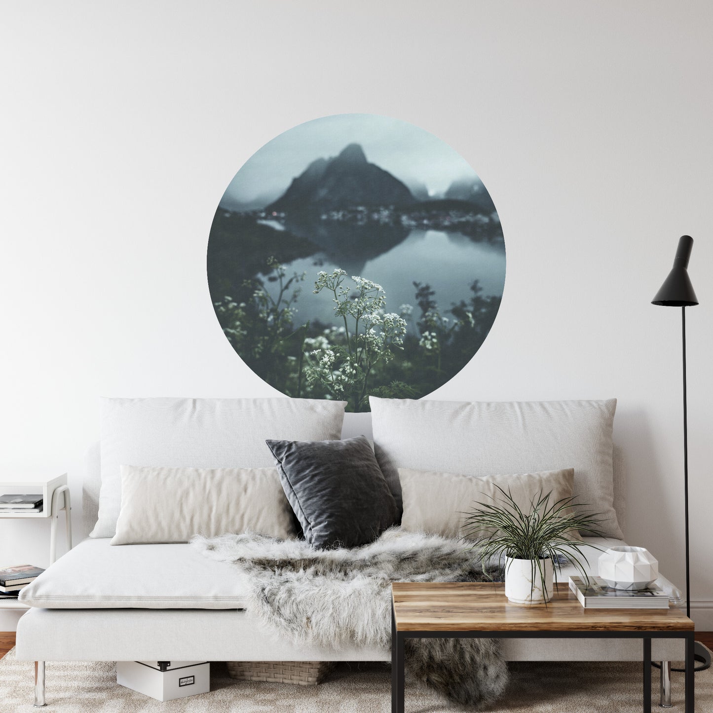 Circular Mural The Lake At The Top Of The World