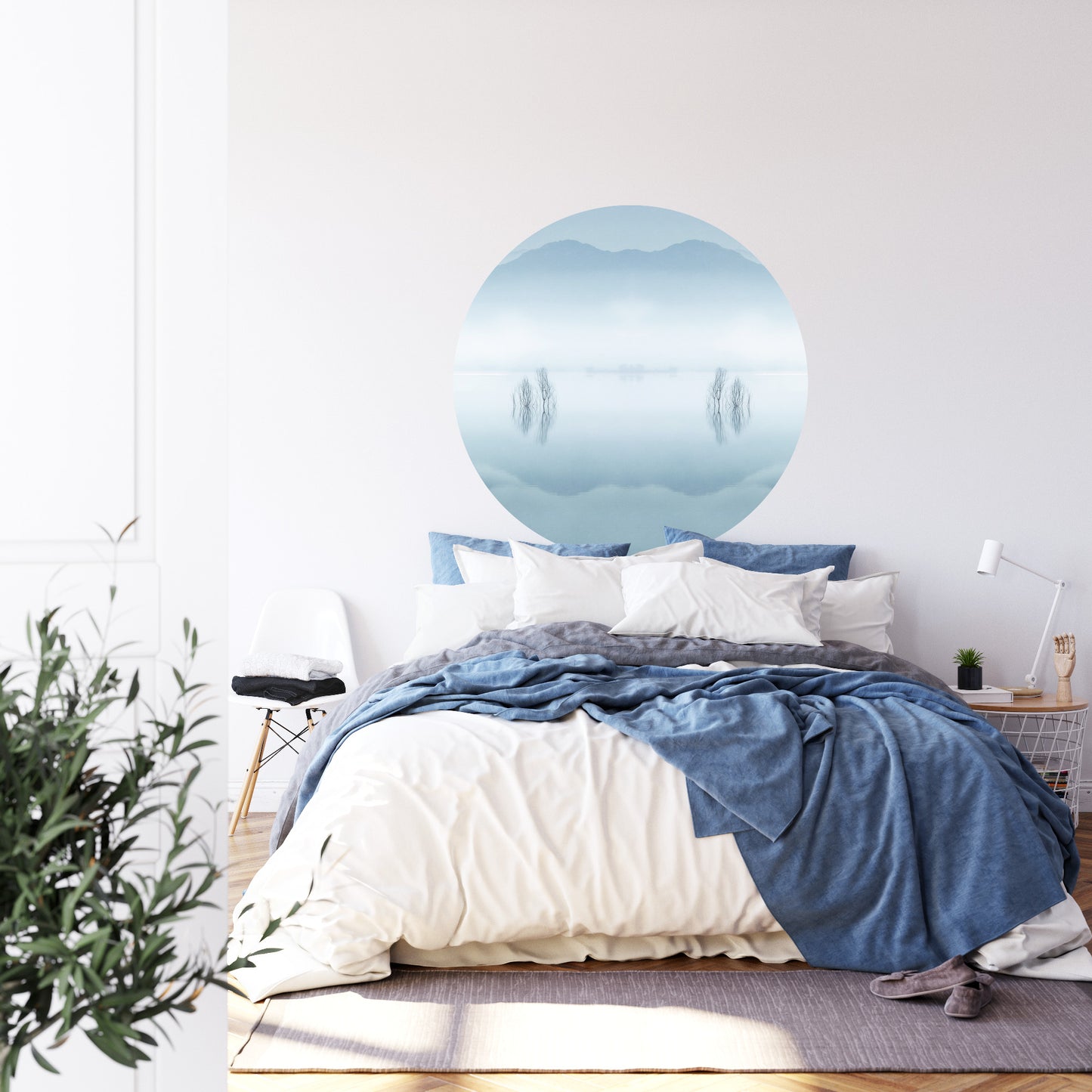 Circular Mural Blue Silence By Jose Beut