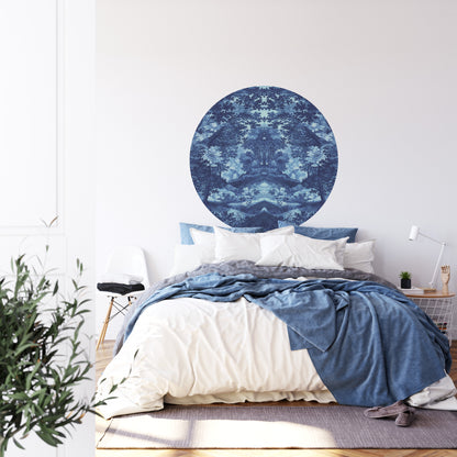 Circular Mural Into The Forest In Blue