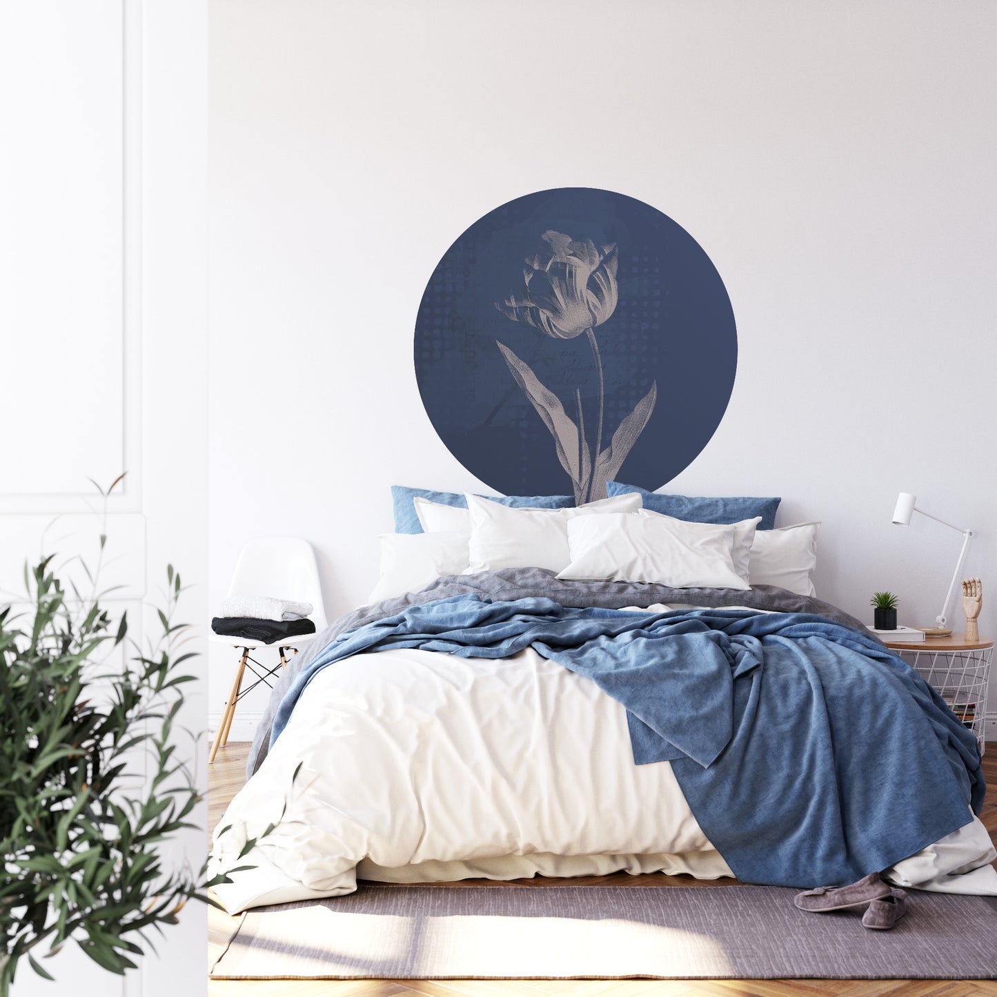 Circular Mural Dark Botanicals I