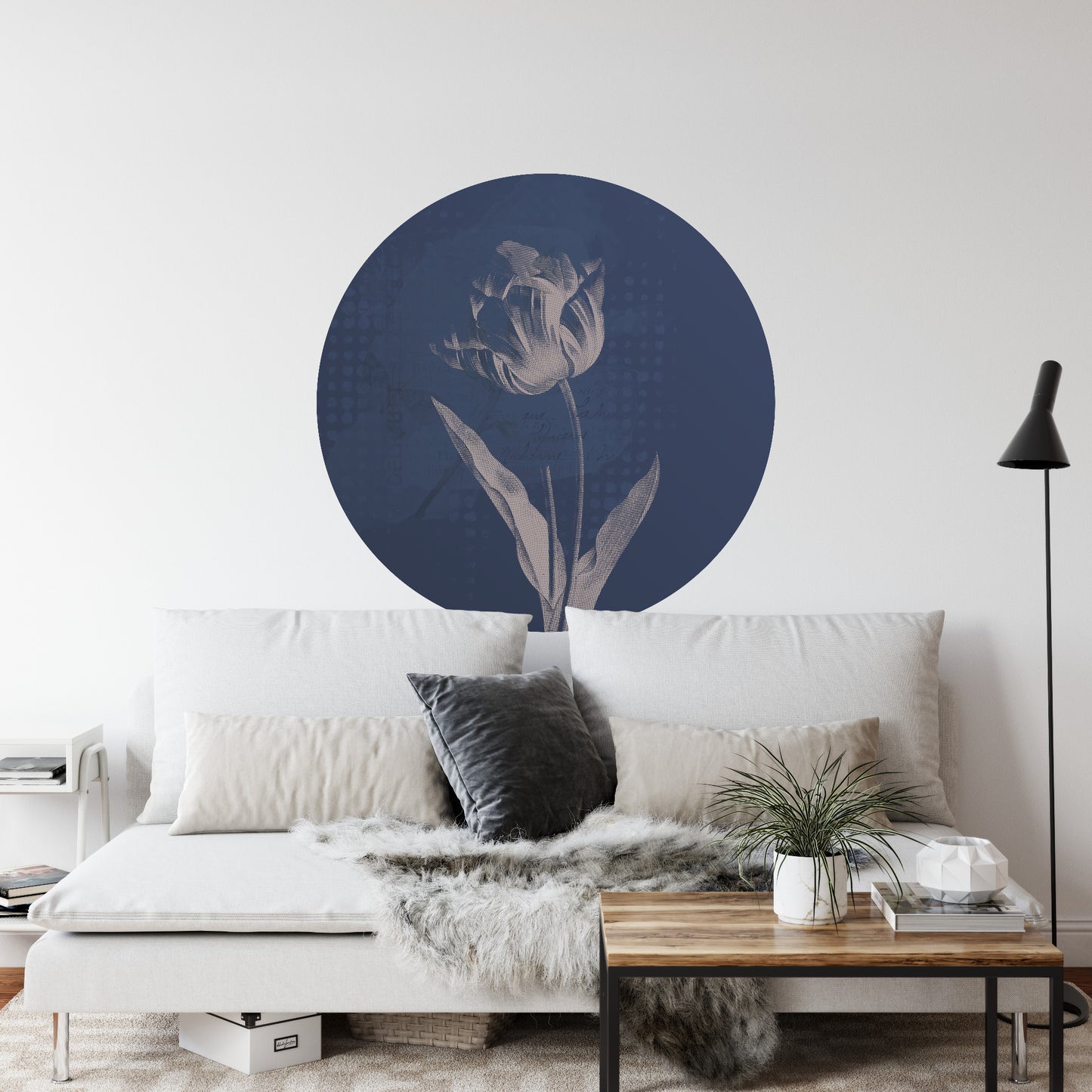 Circular Mural Dark Botanicals I