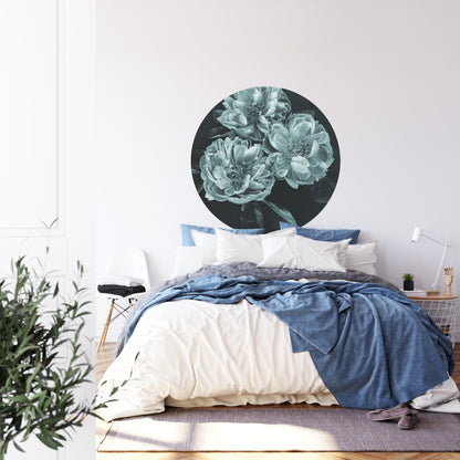 Circular Mural Dark Blooms