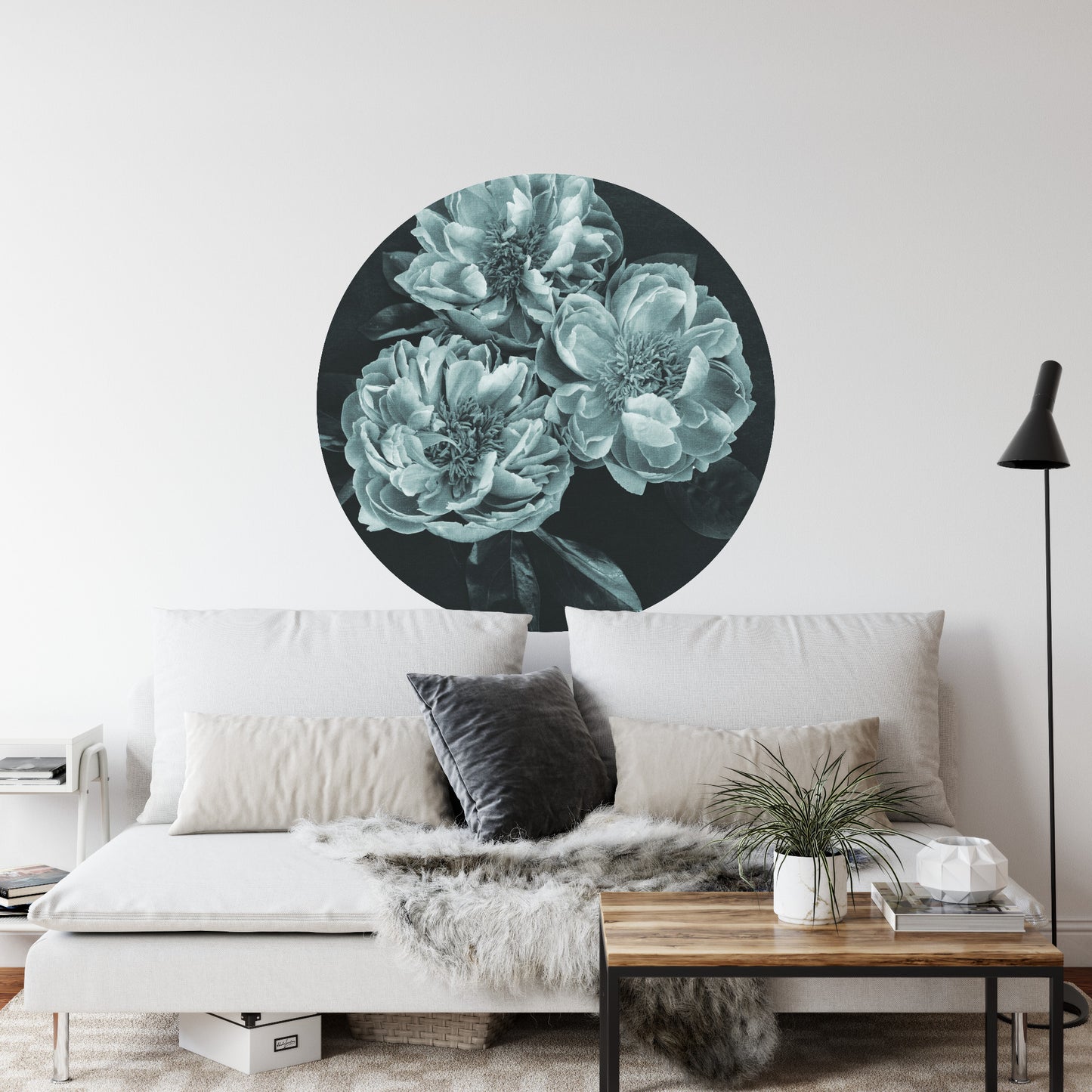 Circular Mural Dark Blooms