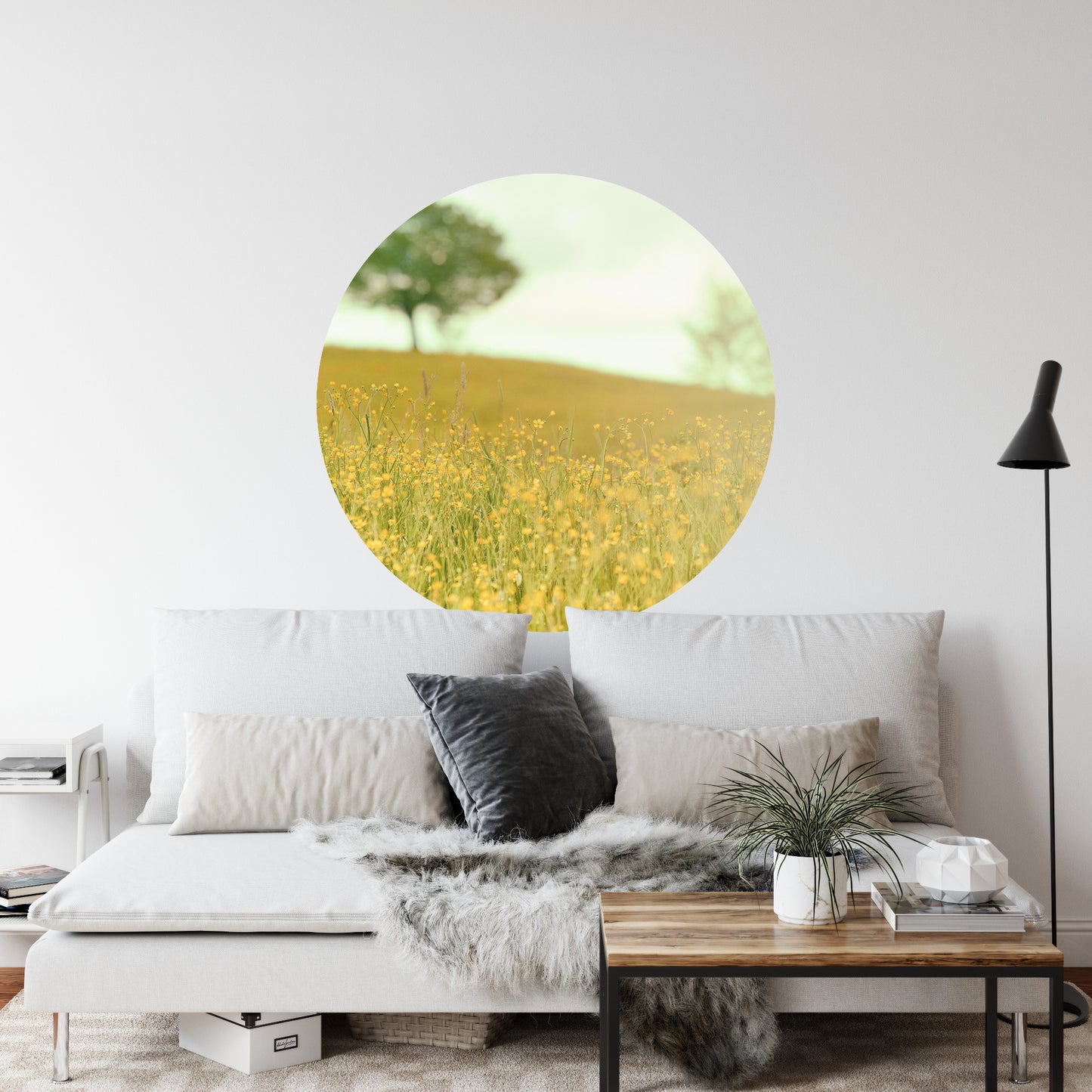 Circular Mural Late Afternoon In The Meadow