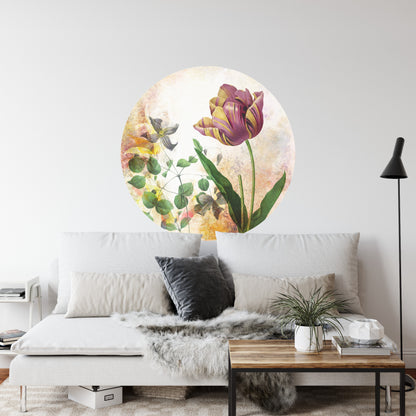 Circular Mural Vintage Botanicals I